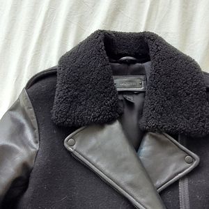 Leather Wool Moto Jacket
